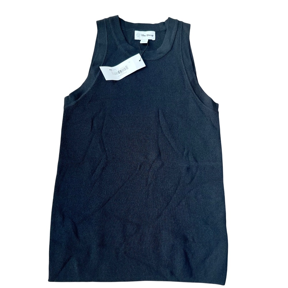 The Drop Black Ribbed Knit Sleeveless Tank Style Size XS